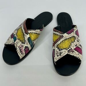 Alice + Olivia Colorful Sanke Print Harrieta Slide Sandal Size 8